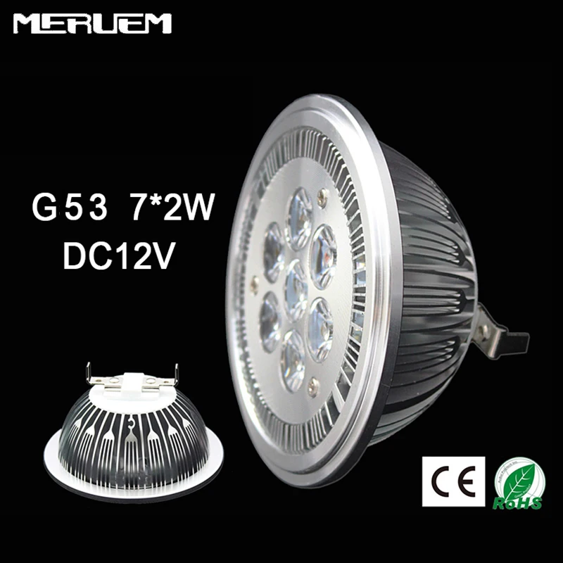 Lámpara LED G53 ES111 QR111 AR111, focos de 14W, luces de 7x2w, blanco cálido/blanco natural/blanco frío, entrada AC/DC 12V, bajo voltaje