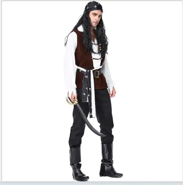 

Jack Sparrow Pirate Costume Adult Cosplay Fancy Dress Carnival captain pirates caribbean Halloween Cosplay Costume For Women Men