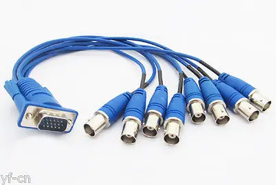 

1 set VGA 15Pin 3 Row Male Plug TO 8 BNC Female Jack 8 in 1 Video CCTV Cable