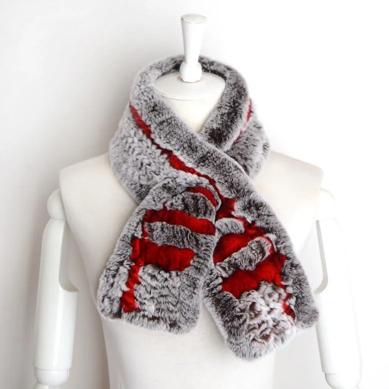 Женщины меховой шарф из натурального меха кролика Rex Зима Глушитель Новый 2017