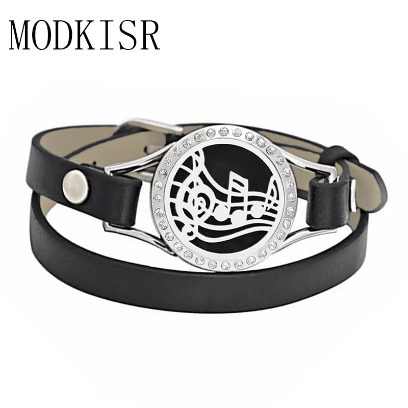 Кожаный браслет для ароматерапии из нержавеющей стали MODKISR Подарочный