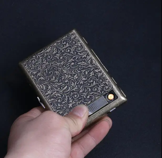 Чехол для сигарет из нержавеющей стали 2019 с электронной зажигалкой USB