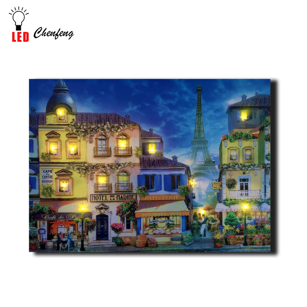 Светящаяся светодиодная Картина на холсте с красивым Парижем Ravensburger store картина