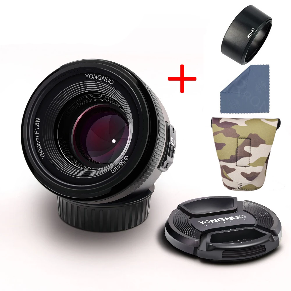 Объектив YONGNUO YN50MM F1.8 с большой диафрагмой и автофокусом для Nikon DSLR объектив 50 мм f1.8