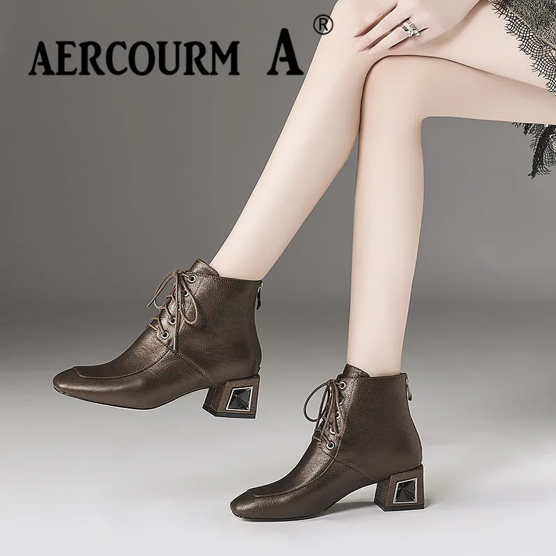 Aercourm A/2019 ботильоны для женщин зимние женские ботинки из натуральной кожи на