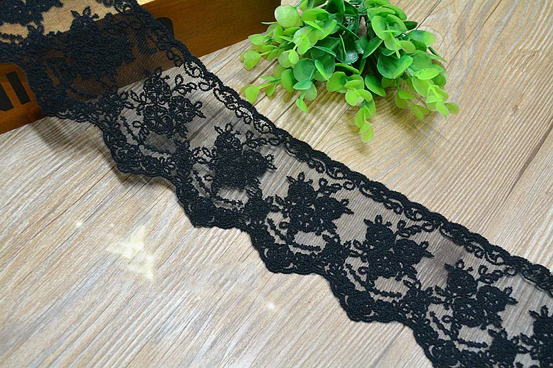 5 ярдов/лот DIY белого бежевого и черного цвета Большие размеры с вышитыми цветами