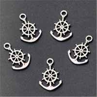 wkoud 20pcs silver color mariner anchor charm alloy pendant for earring bracelet diy popular jewelry findings a529