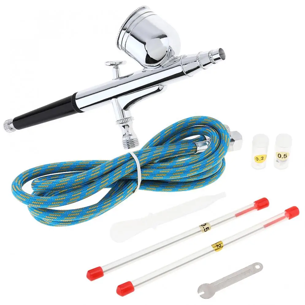 

TD-130K 7CC Gravity Double Action Airbrush Kit Spray Gun with Nylon Tube / Needle and 0.2 /0.3 / 0.5mm Nozzle for Process Craft