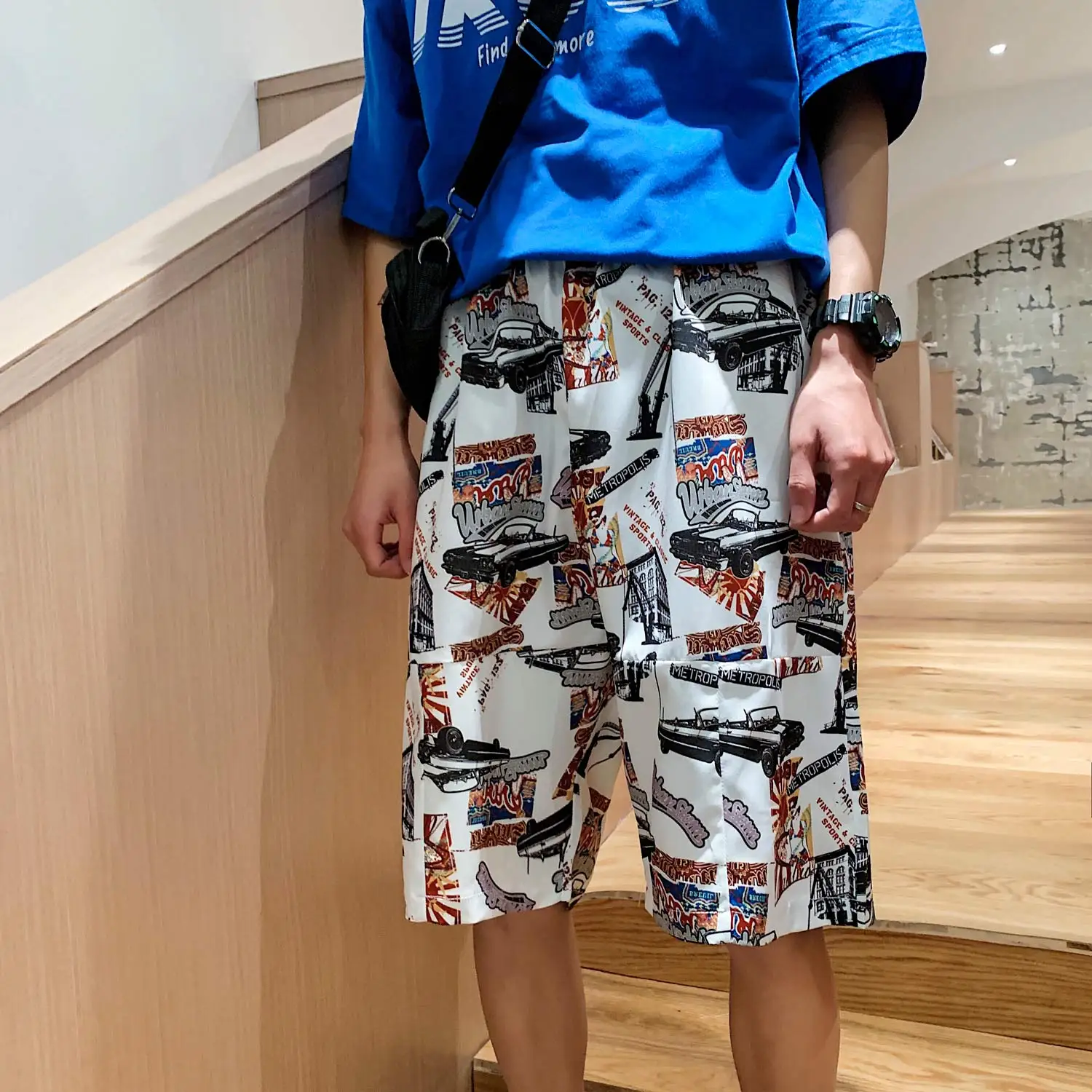 Летние спортивные шорты с принтом мужские Джоггеры в стиле Харадзюку большого