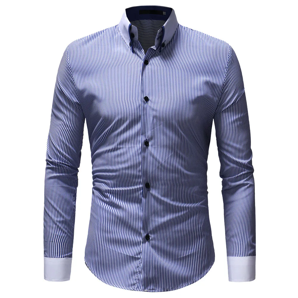 

2018 Hot Sale Cotton Men Shirt Long Sleeved Striped Solid Plaid Male Business Shirt Brand Clothing Formal Shirt Man