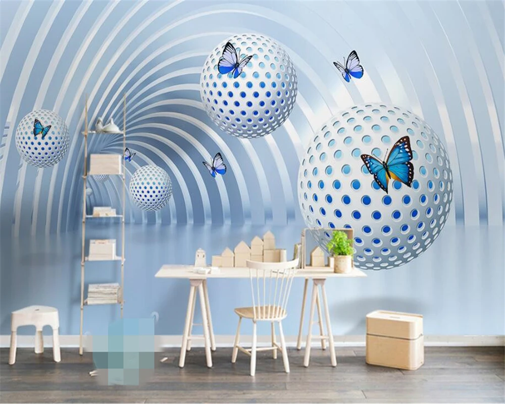 

Beibehang Custom 3d wallpaper murals 3d spherical ball building space modern television background wall wall paper home decor