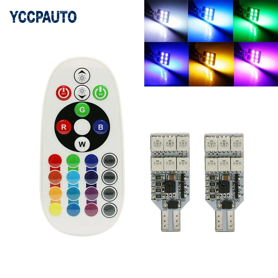 

T10 светодиодная вспышка, стробоскоп 194 168 W5W 5050 SMD RGB, автомобильная клиновидная лампа, указатель поворота, внутренний купол, клиновидная лампа...