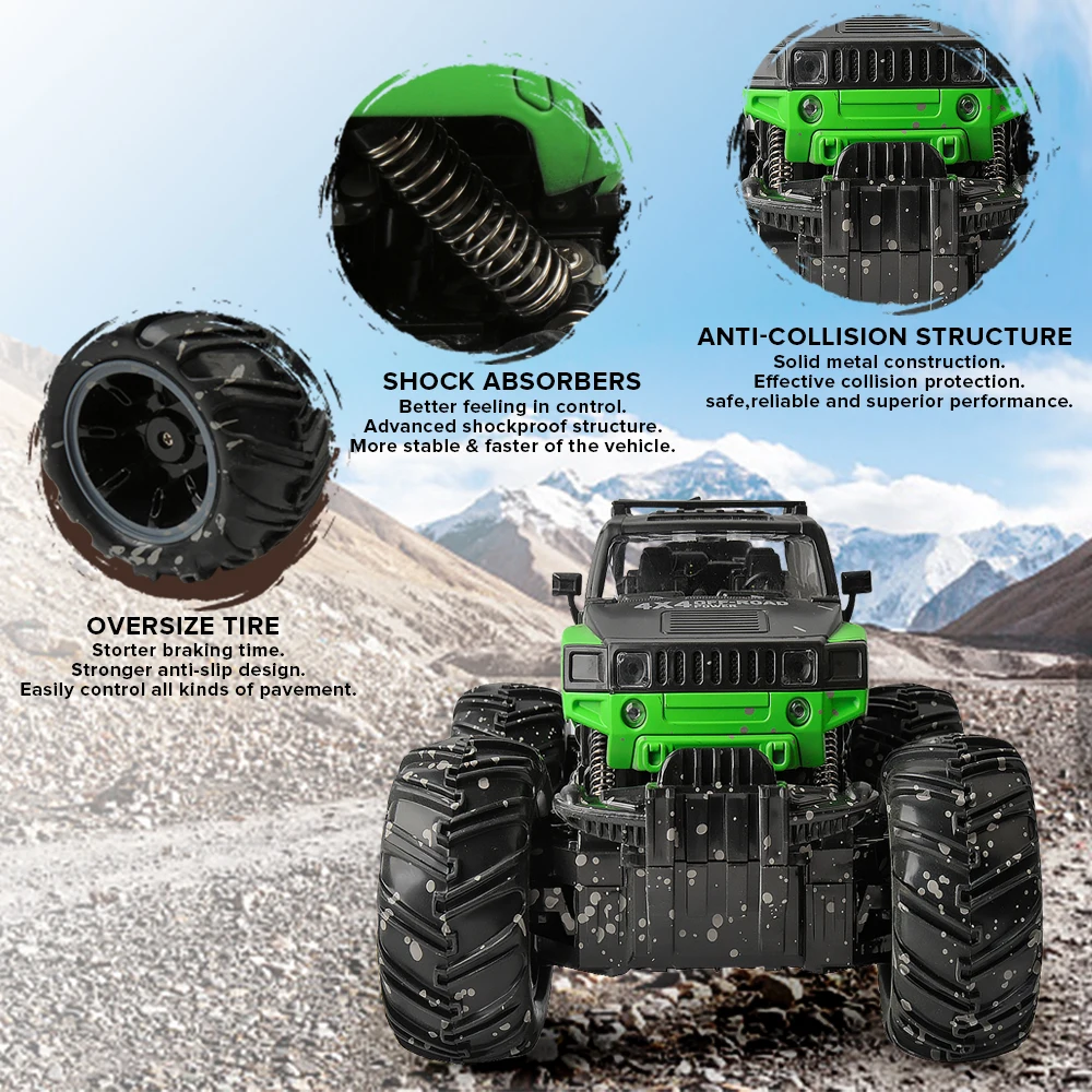 Gizmovine Rc автомобиль Dirt Bike игрушки 1/16 2WD Рок Гусеничный ралли Bigfoot внедорожник пульт