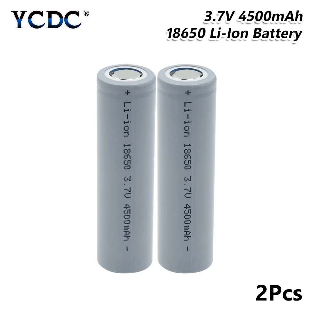 2 PCS 18650 Батарея 3,7 V 4500mAh литий-ионная высокотоковая электронная сигарета перезаряжаемая батарея для фонарика - Цвет: 2 PCS
