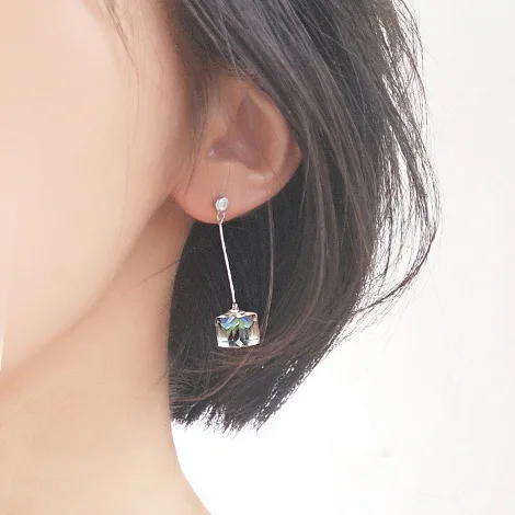 Блок сахарной earrings100 % 925 пробы серебряные ювелирные изделия гипоаллергенный