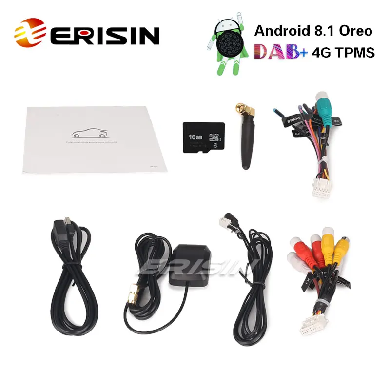 Erisin ES3818V 9 &quotDAB + 4 г TPMS DVR Android 8 1 автомобилей Радио gps СБ 3 USB слот для камера заднего