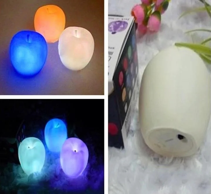 

Party Christmas Decorations LED flashing apple Christmas Eve changed colors night light Flameless candle children toy event gift