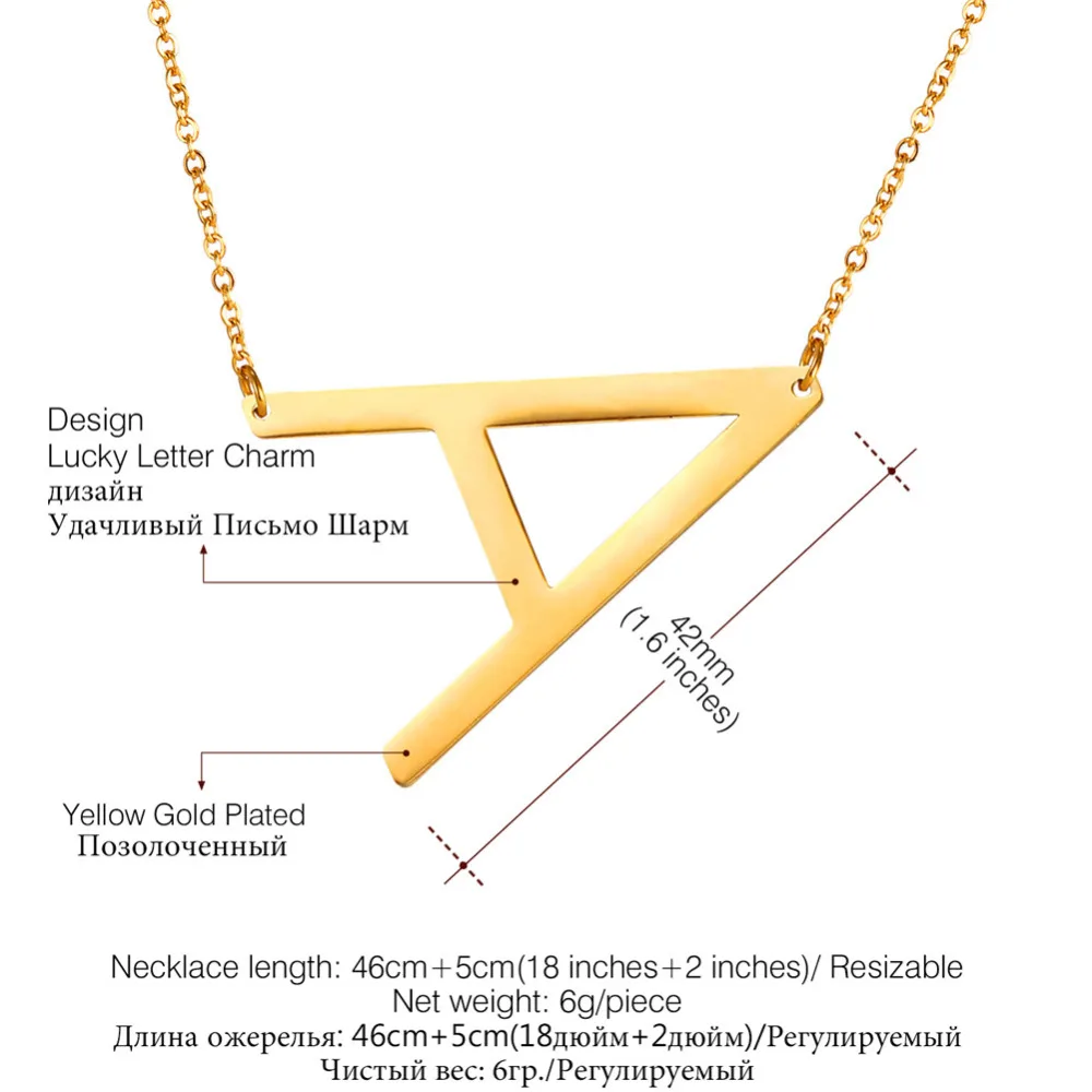 Алфавит от A до Z боковом заглавными буквами ожерелье ювелирные изделия с