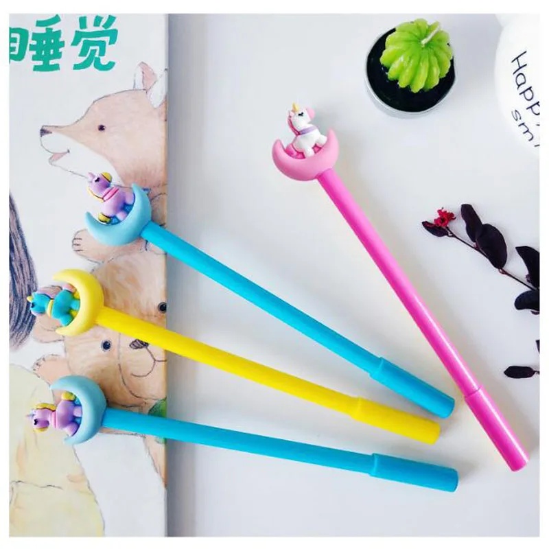 2 шт. Творческий гелевая ручка с единорогом черная коротким рукавом чернильная