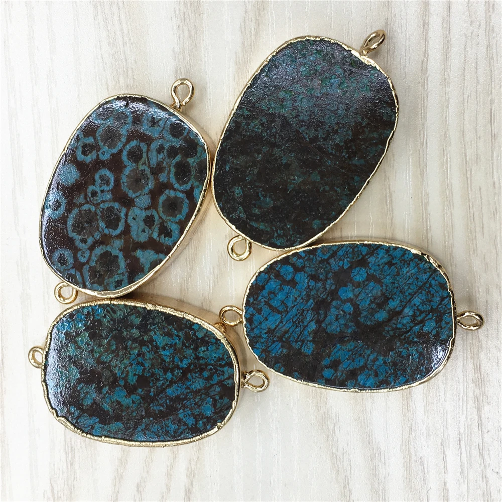 

New HOT!Natural Stone Marine Agates Pendants Charms,Stone Carnelian Connector 38x27mm, Colors Sent At Random 6PCS Free Shipping
