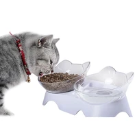 pet cats transparent bowl with holder anti slip cat food dish pet feeder water bowl perfect for cats and small dogs supplies
