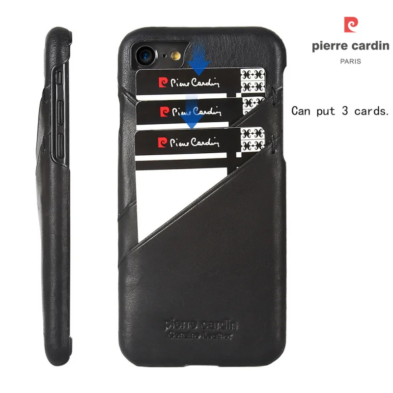 Pierre Cardin для iPhone 8 7 Чехол Винтаж Натуральная кожа отделения для карт твердая задняя крышка для iPhone 8 Plus/7 Plus чехол для телефона s Funda