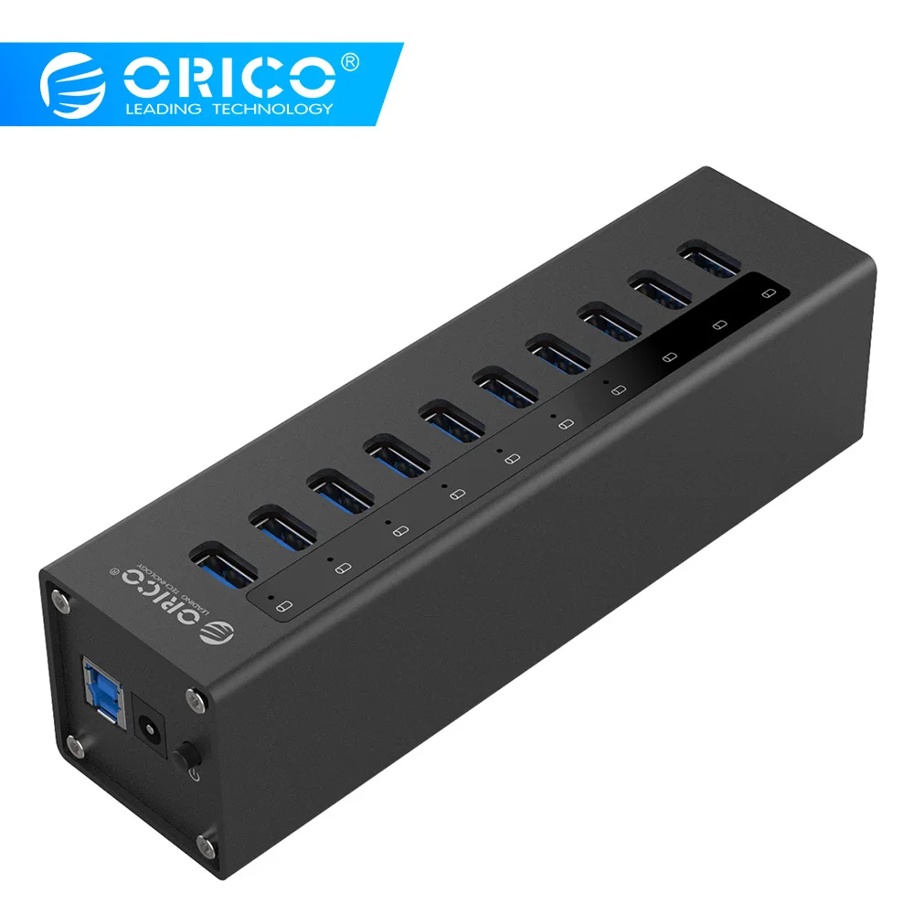 ORICO A3H10 алюминиевый 10 портовый USB 3 0 концентратор Новый дизайн с адаптером питания