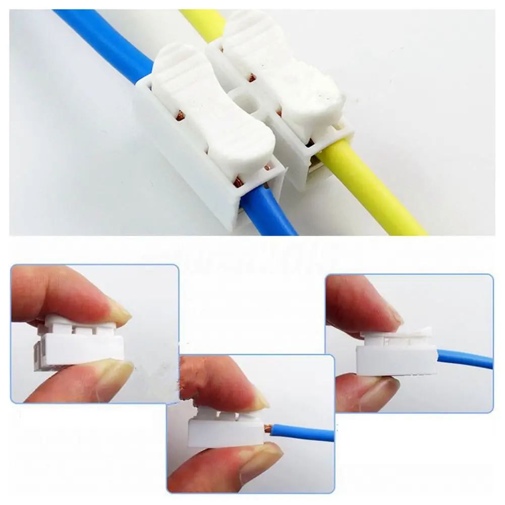 100 шт. Пластик 2 Pin пуш-ап быстрый разъем кабеля зажим для провода 10A 250V Прямая