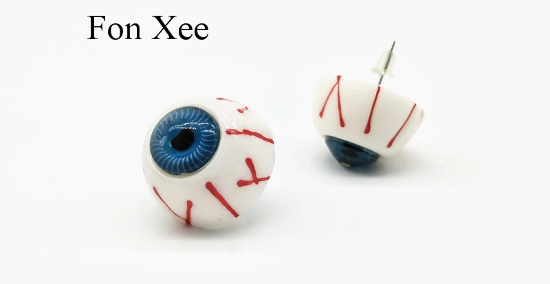 Fon XEE большие глазные ягодицы серьги-гвоздики пугающие Зеленые Синие глазные ягодицы модные вечерние СТИМ панк украшения для косплея ED01