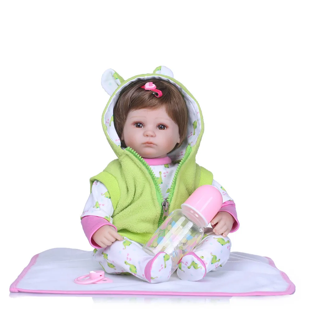 

Super cute bebe reborn doll 18" soft silicone reborn baby doll girl toddler alive bonecas gift toys