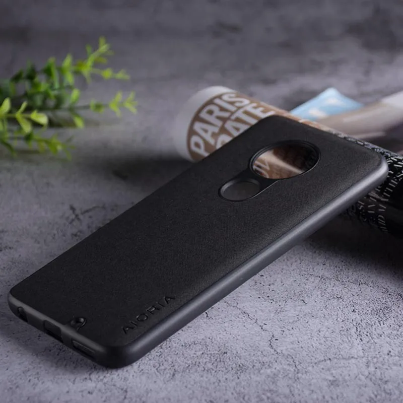 Текстильный чехол для moto rola moto G7 Plus G5S Plus, Мягкий ТПУ силиконовый материал и текстильный кожаный чехол, чехлы для moto G6 Plus - Цвет: black