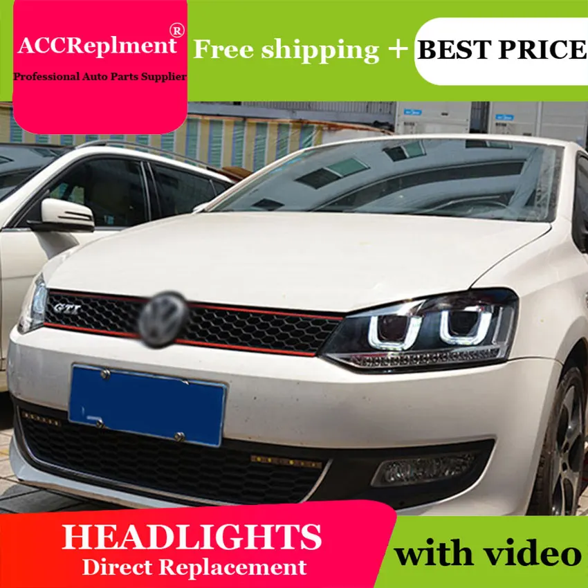 Авто. PRO для VW polo головной светильник s U глаза ангела 2011 2015 светодиодный бар Q5 би