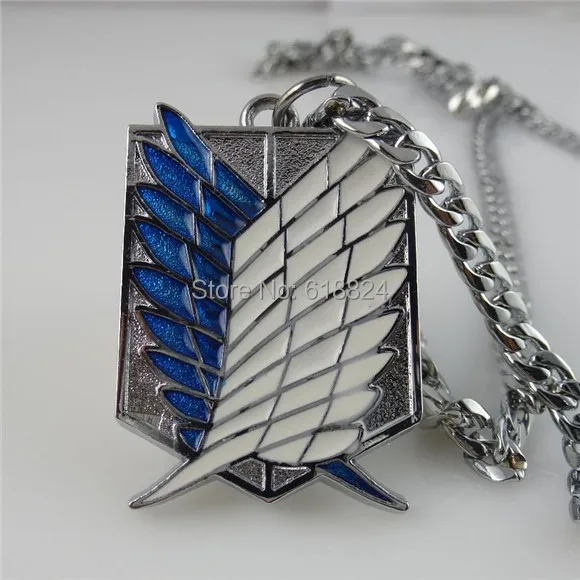 Синий белый атака на Титанов Кулон Крылья свободы ожерелье двойное крыло