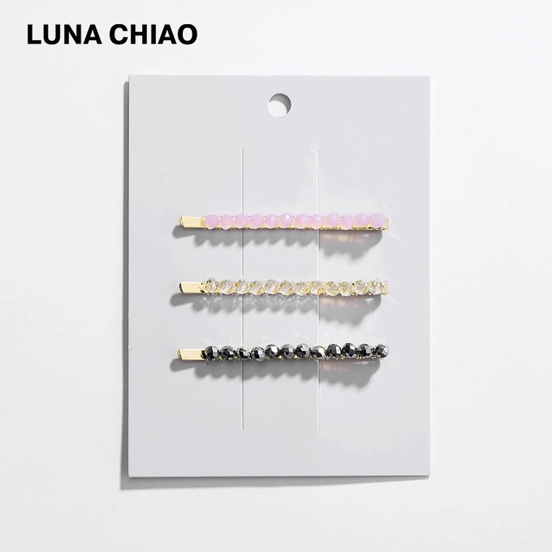 LUNA CHIAO Women Fancy Hair Accessories Crystal Braided Knitted Glass Clips Slim Pin Set for Girls | Украшения и аксессуары