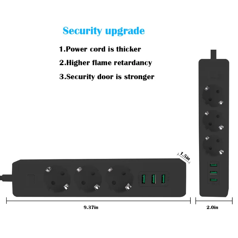 RBAYSALE Мощность розеток С 3 USB 3.1A быстрой зарядки ЕС Стандартный разъем расширения
