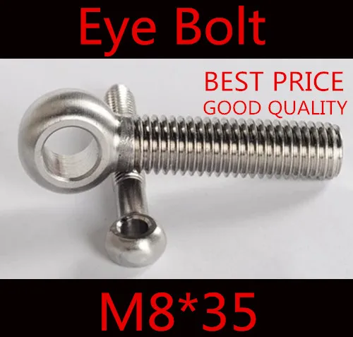 20pcs m8*35 M8 x 35 stainless steel eye bolt screw nuts and bolts fasterner hardware stud articulated anchor | Обустройство дома