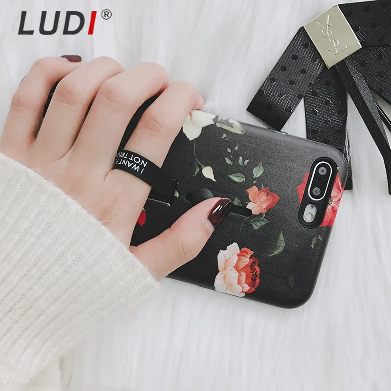 Чехол для телефона LUDI в стиле ретро с розами iphone 7 6 6s plus жесткая задняя мягкая