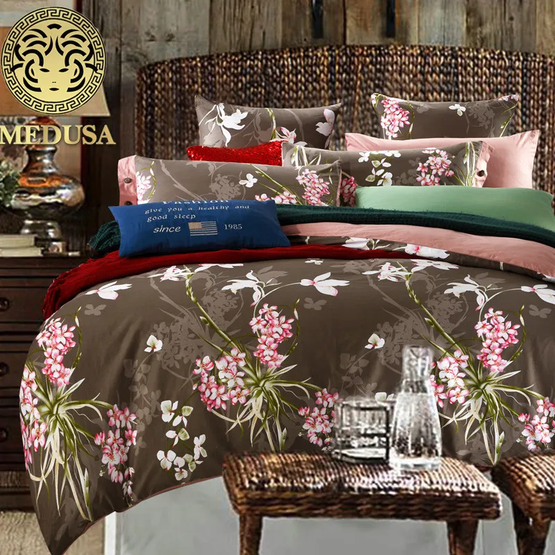 Медуза винтажные хлопковые постельное белье king queen size одеялом/Doona простыней