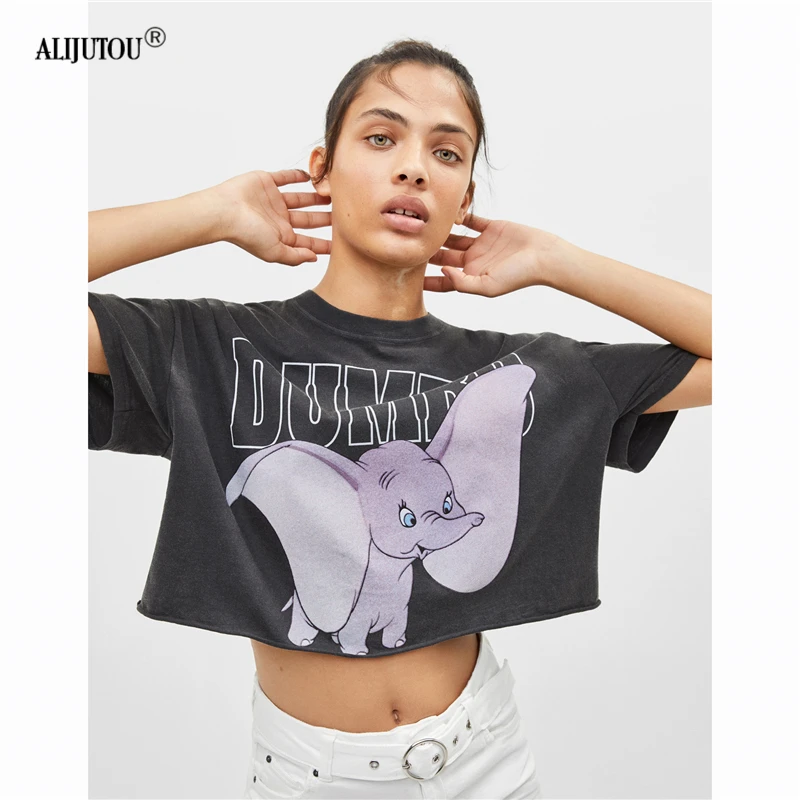 Летняя женская футболка с принтом Dumbo 2019 женские футболки короткими рукавами