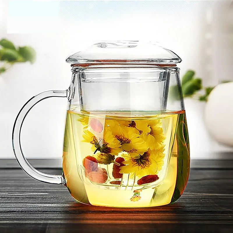 Маленький стеклянный чайник ручной работы с чайным фильтром простые утренние