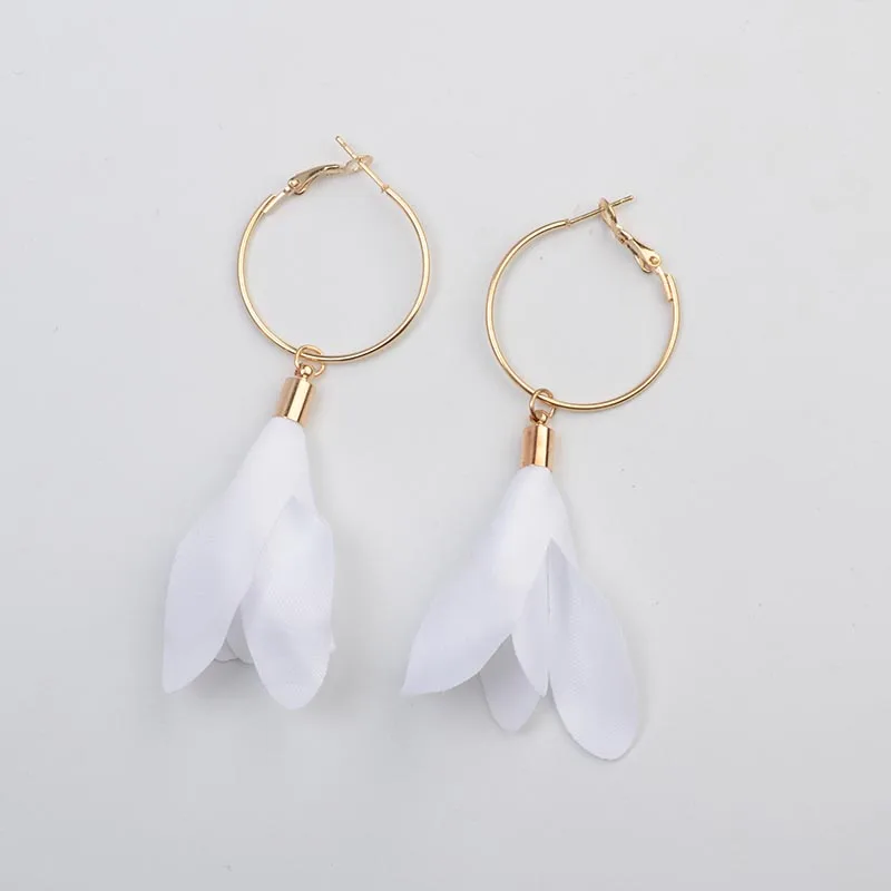 YGLCJ модные простая ткань цветы дамы большие круглые серьги boho золото круглый