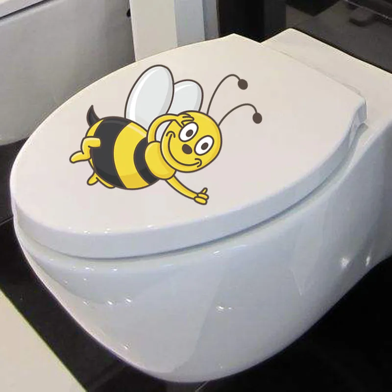 YOJA 18.1X22.9CM Cartoon Animal Pattern Home Decor Wall Decal Toilet Sticker Intereting Bee T5-0959 | Дом и сад