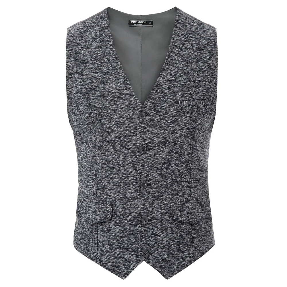 Твидовый жилет для мужчин Приталенный с v образным вырезом свадьбы выпускного