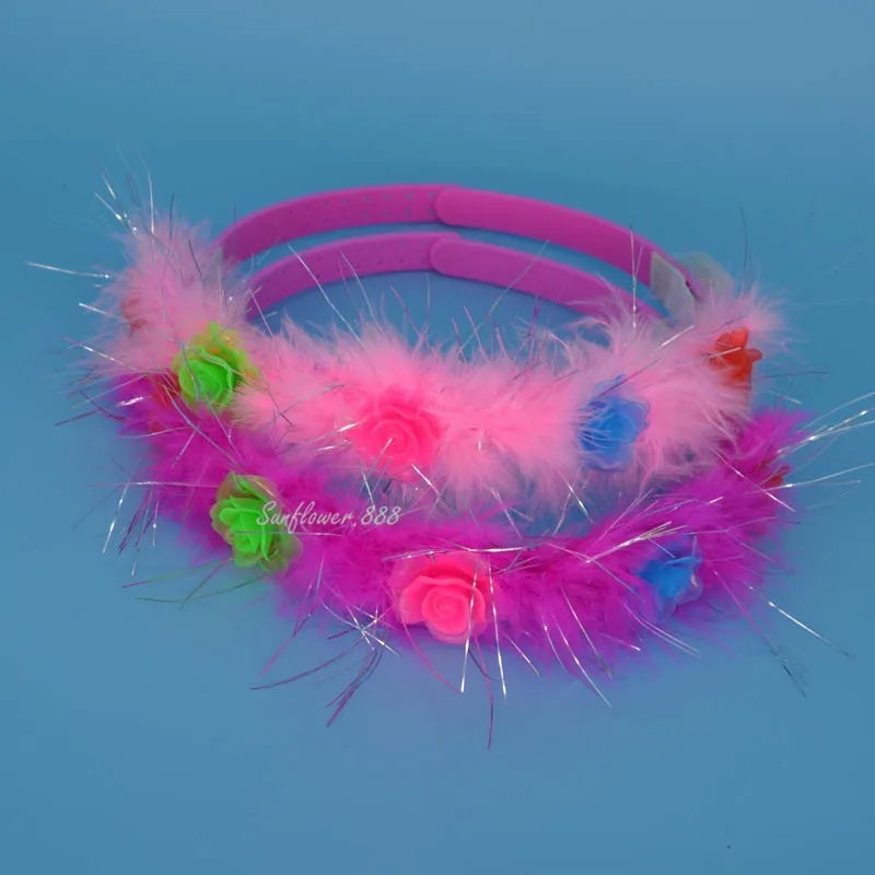 Women Girl Light Up Flower Headband Hawaii Hula LED Flashing Floral Garland Kids Adults Headwear Party Hair Halloween|hair accessories|party hair