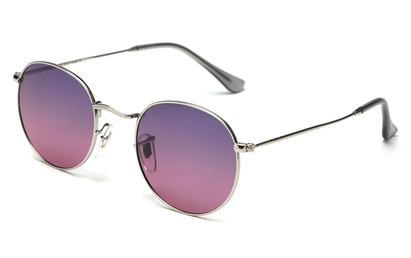 grey pink lens Kachawoo, мужские солнцезащитные очки, поляризационные, оранжевые, черные, металлические, круглые, солнцезащитные очки для женщин, Ретро стиль, полная оправа, высокое качество, унисекс, очки - Цвет линз: grey pink lens