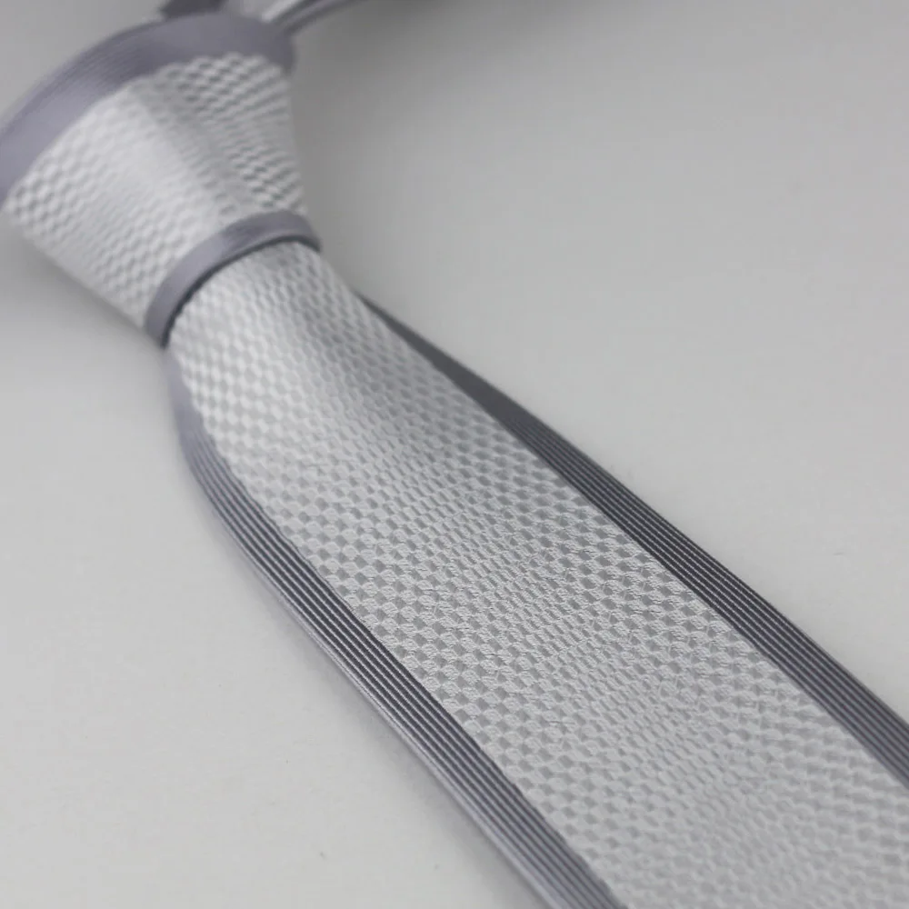 Мужские галстуки для костюма новый дизайн Серая окантовка с серебристым/серым