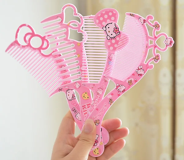 Unikiwi Милая hello kitty качественная детская мультяшная Милая практичная расческа Пластиковая Складная расческа. T-0038