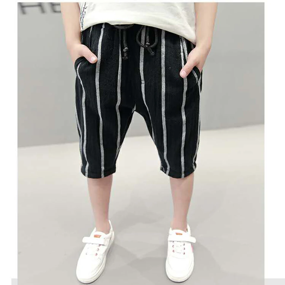 Шорты для мальчиков 4-13 лет повседневные модные в полоску шорты детей среднего