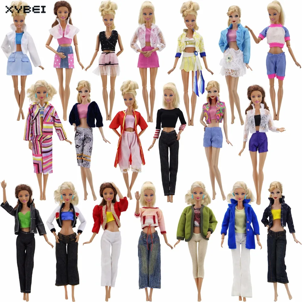 Случайный выбор 10 шт./лот комплекты одежды куклы модная одежда повседневные