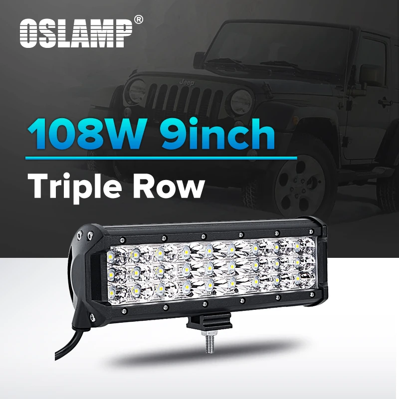 Oslamp 1 шт. 9 &quot108 ВТ 3 рядный светодиодный светильник для внедорожника светодиодная